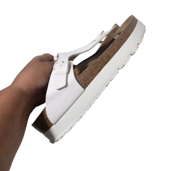 Papillio Birkenstock Gizeh Big Buckle White Sandal SZ 9.5 Beach Summer Vacation - Picture 4 of 10